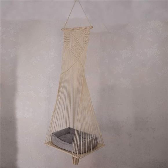 Cat Bed Cat Hammock Macrame Cat Swing Bed Cat Cage Cotton Rope Hanging Cat House - Picture 6 of 7